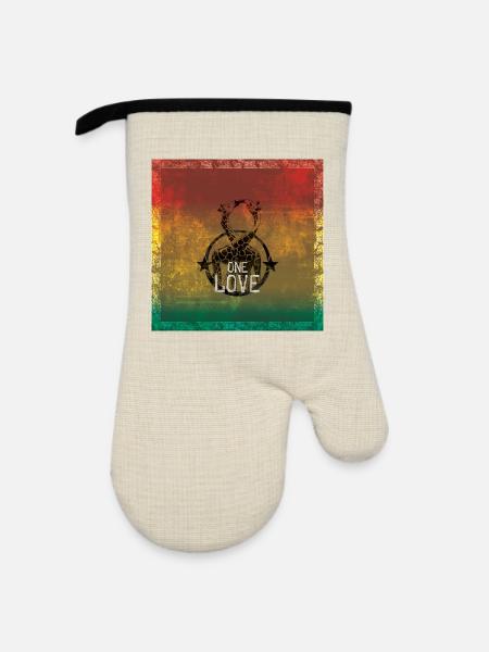 one love reggae - Ofenhandschuh mit Gummibeschichtung - Leinen/Schwarz 
