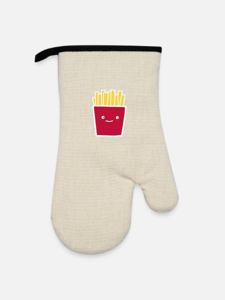 Pommes - Ofenhandschuh mit Gummibeschichtung - Leinen/Schwarz 