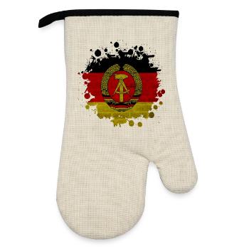 DDR taches / Cadeau drapeau Allemagne de l’Est - Gant de cuisine avec revêtement en caoutchouc - lin/noir  - Devant