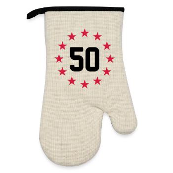 50 years - Oven glove with rubber coating - linen/black  - Front