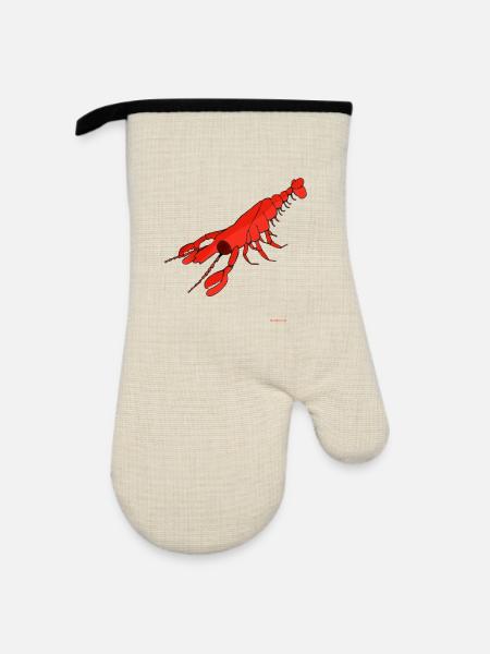 Hummer / Lobster - Ofenhandschuh mit Gummibeschichtung - Leinen/Schwarz