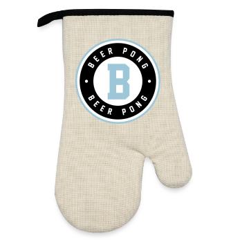 Logo bleu du badge Beer Pong - Gant de cuisine avec revêtement en caoutchouc - lin/noir  - Devant