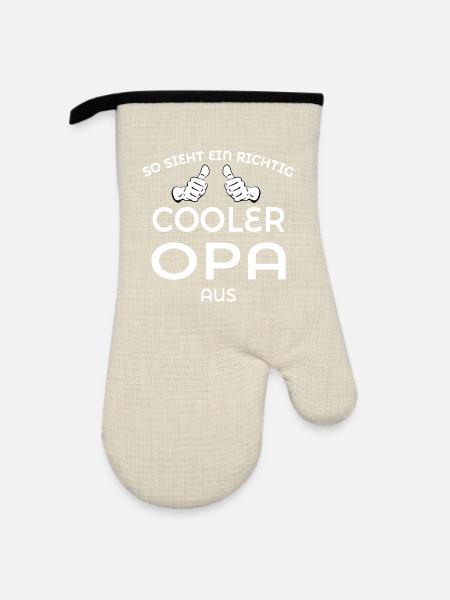 Cooler Opa - Ofenhandschuh mit Gummibeschichtung - Leinen/Schwarz