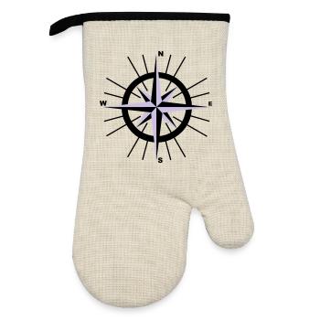 Nautical Compass - Oven glove with rubber coating - linen/black  - Front