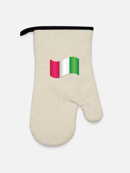Italienische Flagge - Ofenhandschuh mit Gummibeschichtung - Leinen/Schwarz 