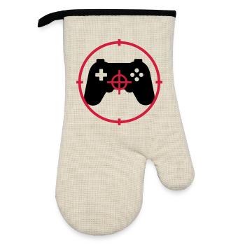 Gamer / Gaming - Gant de cuisine avec revêtement en caoutchouc - lin/noir  - Devant