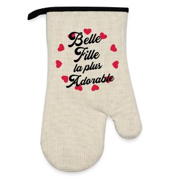 belle-fille / beau-fils / beau fils / belle fille - Gant de cuisine avec revêtement en caoutchouc - lin/noir  - Devant