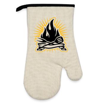 Accessoires de grillades et flammes de grillades - Gant de cuisine avec revêtement en caoutchouc - lin/noir  - Devant