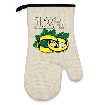 Parsley Wedding , 12,5 Years Wedding Anniversary (25) - Oven glove with rubber coating - linen/black  - Front