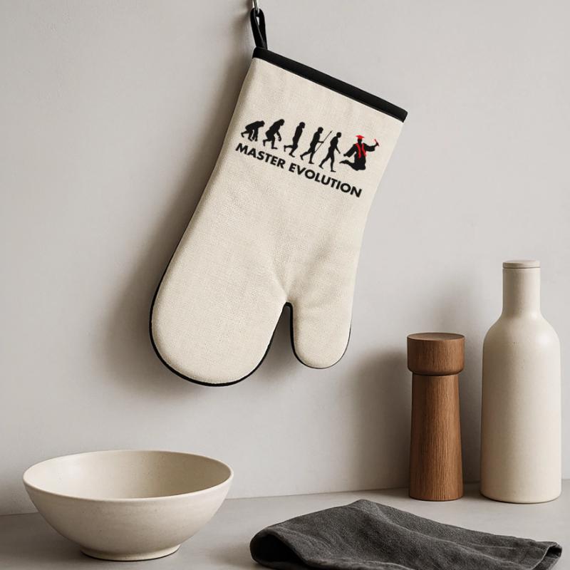 Master evolution exam passed school graduation Oven glove with rubber coating