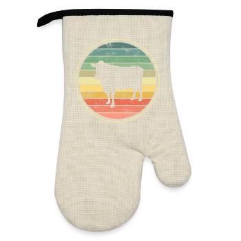 Cow cows - Oven glove with rubber coating - linen/black  - Front