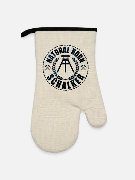 Natural Born Schalker | Schalke Geschenkidee - Ofenhandschuh mit Gummibeschichtung - Leinen/Schwarz