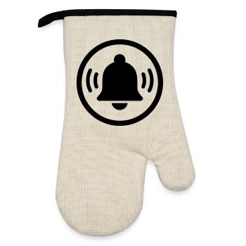 Ringing alarm bell - Oven glove with rubber coating - linen/black  - Front