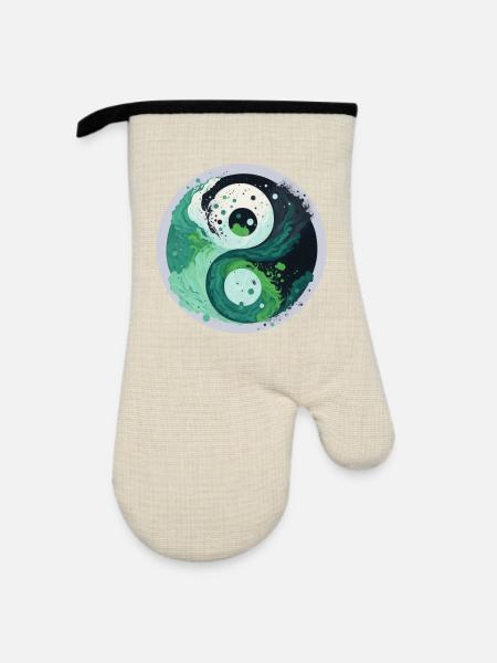 Yin Yang - Ofenhandschuh mit Gummibeschichtung - Leinen/Schwarz
