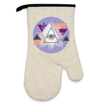 Geometric Triangular Eye with Auras - Oven glove with rubber coating - linen/black  - Front