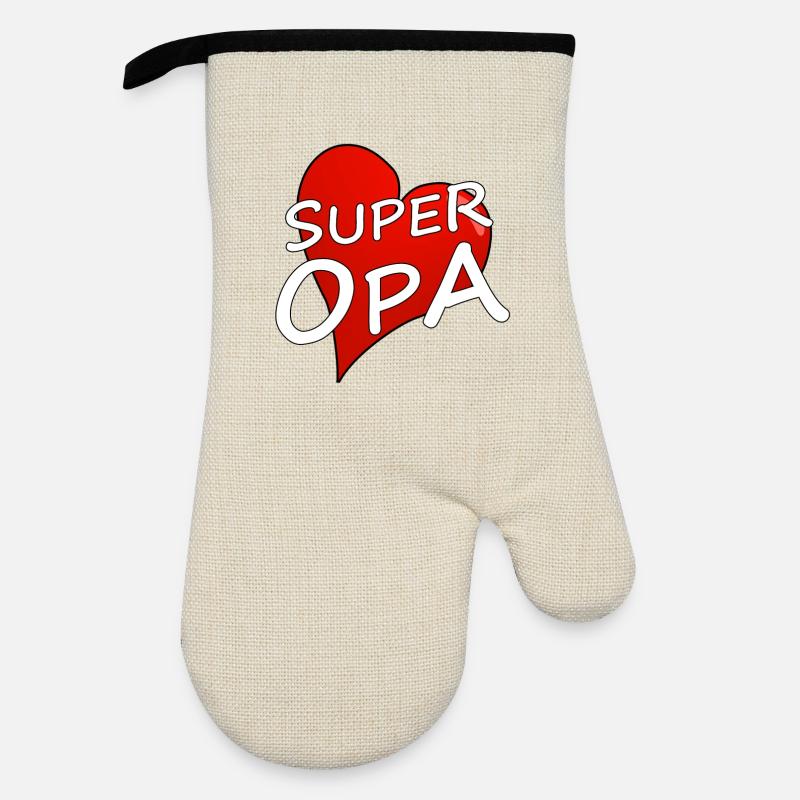 SUPER OPA - Ofenhandschuh mit Gummibeschichtung - Leinen/Schwarz 