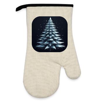 Arbre de Noël Sapin Polygones Vert - Gant de cuisine avec revêtement en caoutchouc - lin/noir  - Devant