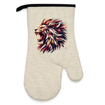 Lion rugit cadeau géométrique - Gant de cuisine avec revêtement en caoutchouc - lin/noir  - Devant