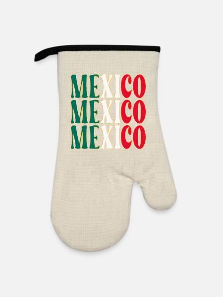 Mexiko Nordamerika - Ofenhandschuh mit Gummibeschichtung - Leinen/Schwarz 