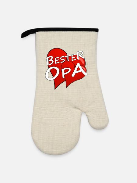 BESTER OPA - Ofenhandschuh mit Gummibeschichtung - Leinen/Schwarz 