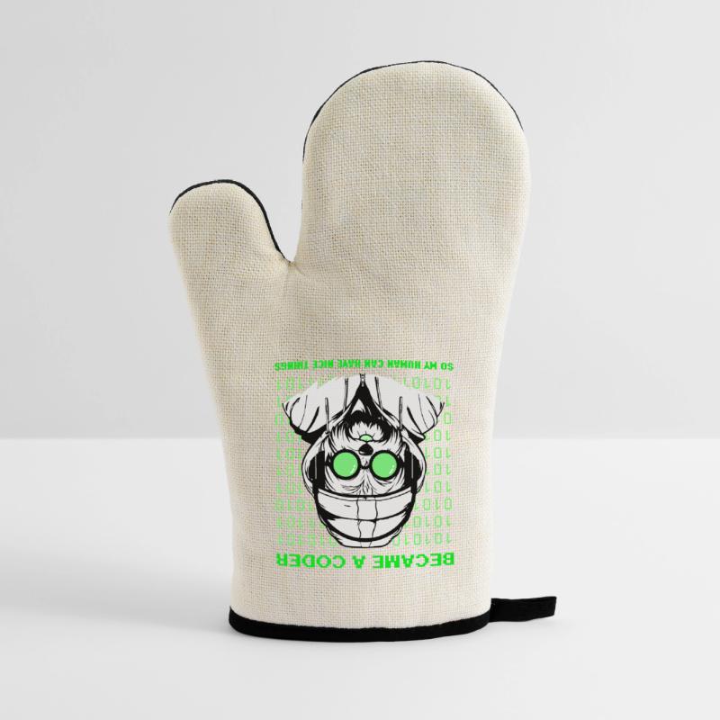 Became a Coder – Hacker Dog Binary Look Oven glove with rubber coating