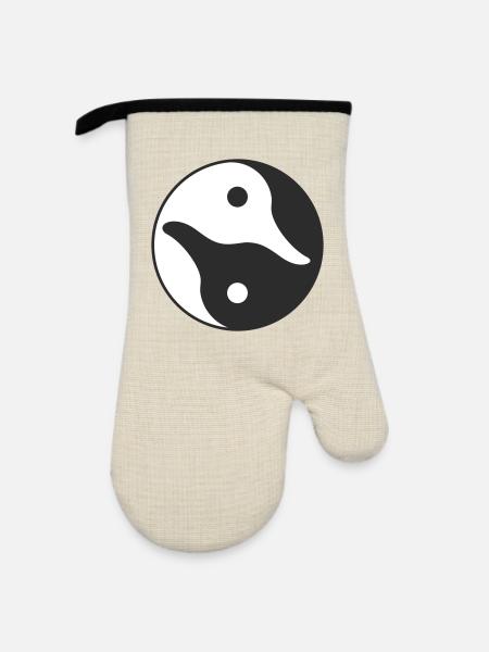 Yin Yang Ente - Ofenhandschuh mit Gummibeschichtung - Leinen/Schwarz