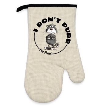 Grumpy I Don't Purr Cat Saying Cats - Oven glove with rubber coating - linen/black  - Front