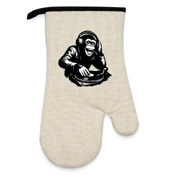 DJ The Monkey Dance Banksy Style - Oven glove with rubber coating - linen/black  - Front