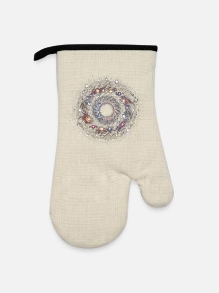 Mandala der Leere - Ofenhandschuh mit Gummibeschichtung - Leinen/Schwarz