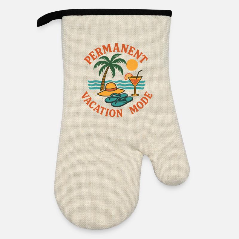 Permanenter Urlaub Retro-Modus - Ofenhandschuh mit Gummibeschichtung - Leinen/Schwarz 