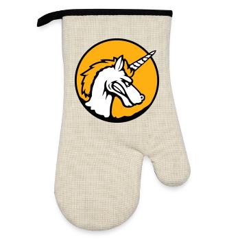 Unicorn Evil Angry Attack Teeth Grinding Sour - Oven glove with rubber coating - linen/black  - Front