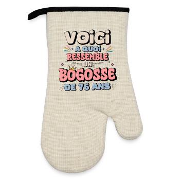 76th Birthday Humor Design - Oven glove with rubber coating - linen/black  - Front