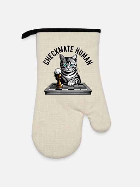 Schachmatt menschliche Schachkatze - Ofenhandschuh mit Gummibeschichtung - Leinen/Schwarz