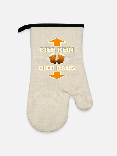 BIER REIN - BIER RAUS - Ofenhandschuh mit Gummibeschichtung - Leinen/Schwarz 