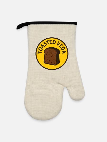 Abzeichen für geröstetes Vedabrot - Ofenhandschuh mit Gummibeschichtung - Leinen/Schwarz 