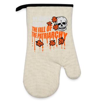 My Favorite Season Is The Fall Of The Patriarchy - Oven glove with rubber coating - linen/black  - Front