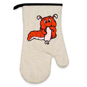 Chenille ver Happy Eats Saucisse Saucisse Hot-dog - Gant de cuisine avec revêtement en caoutchouc - lin/noir  - Devant