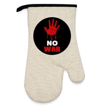No war - Oven glove with rubber coating - linen/black  - Front