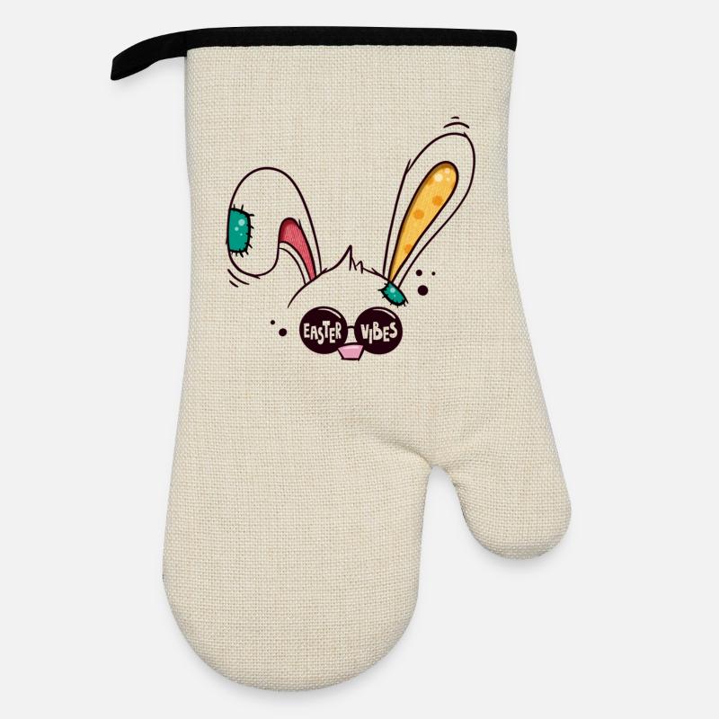 Easter Vibes Easter Bunny - Oven glove with rubber coating - linen/black 