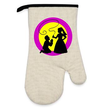 Brautpaar Ehepaar Hochzeit - Ofenhandschuh mit Gummibeschichtung - Leinen/Schwarz  - Vorne