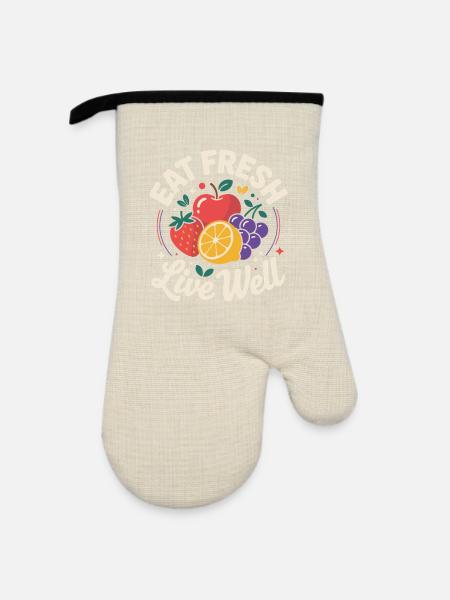 Eat Fresh Live Well - Ofenhandschuh mit Gummibeschichtung - Leinen/Schwarz
