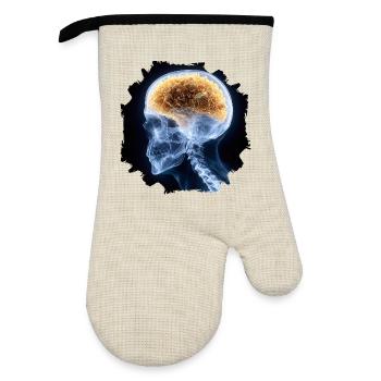 The other day at the X-ray - everything is fine - Oven glove with rubber coating - linen/black  - Front
