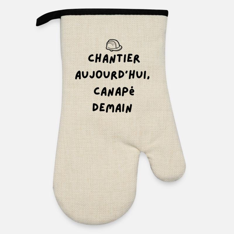 Site phrase - Oven glove with rubber coating - linen/black 