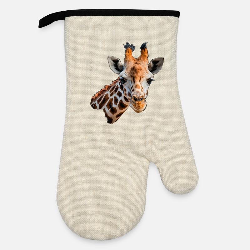 Giraffe Head - Oven glove with rubber coating - linen/black 