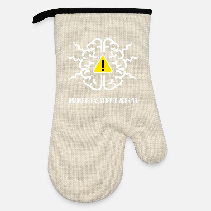 BRAIN.EXE HAS STOPPED WORKING - Brain Failure BL - Oven glove with rubber coating - linen/black