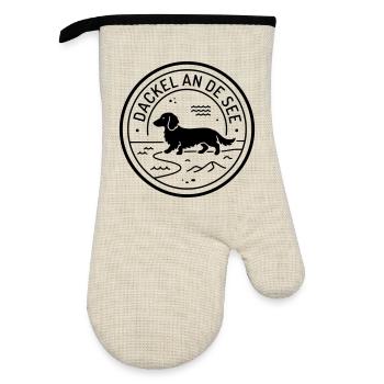 Dackel an de See Moin Platt - Ofenhandschuh mit Gummibeschichtung - Leinen/Schwarz  - Vorne