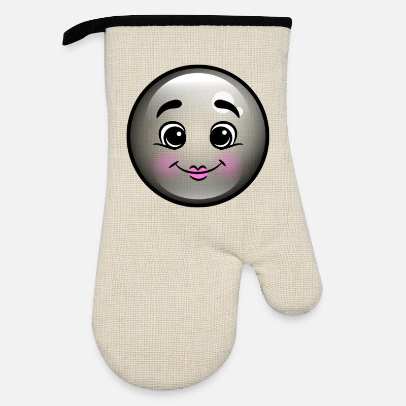 Cute Black Bubble - Oven glove with rubber coating - linen/black 