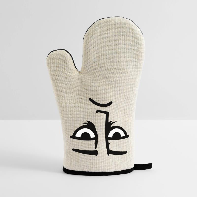 Grumpy sad disappointed face funny Oven glove with rubber coating