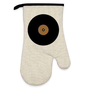 Schallplatte Kreis Textfeld Basis - Ofenhandschuh mit Gummibeschichtung - Leinen/Schwarz  - Vorne