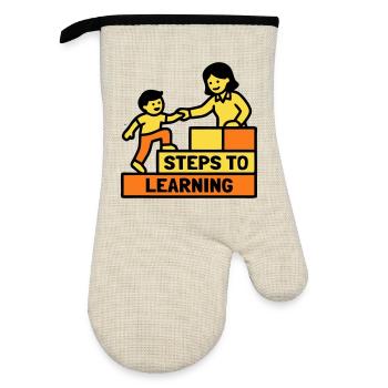 Steps to Learning School Logo - Oven glove with rubber coating - linen/black  - Front